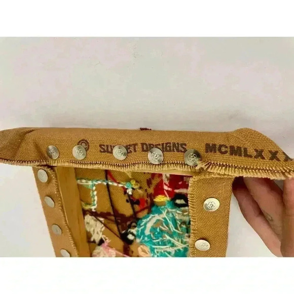 VTG Crewel Girls Memory Box Embroidered Textile Wall Art 7"x5" Sunset Designs - Picture 5 of 9